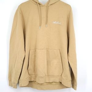 Adidas Small Tan white hooded long sleeve sweatshirt with pocket